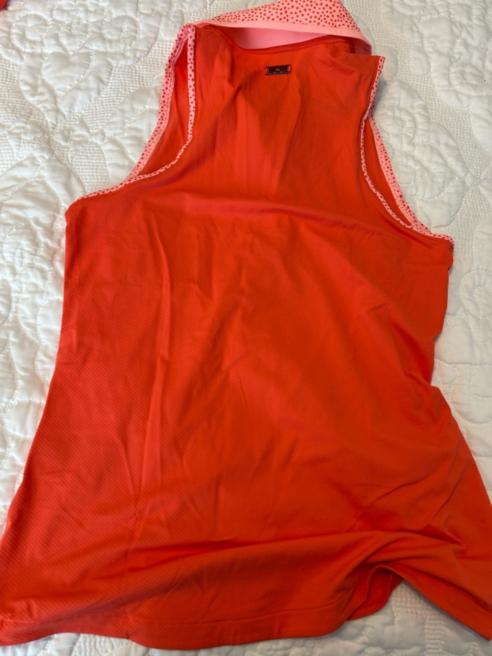 Under Armour Iso-Chill Polo - Coral and Pink Dot Collar - Picture 3 of 11